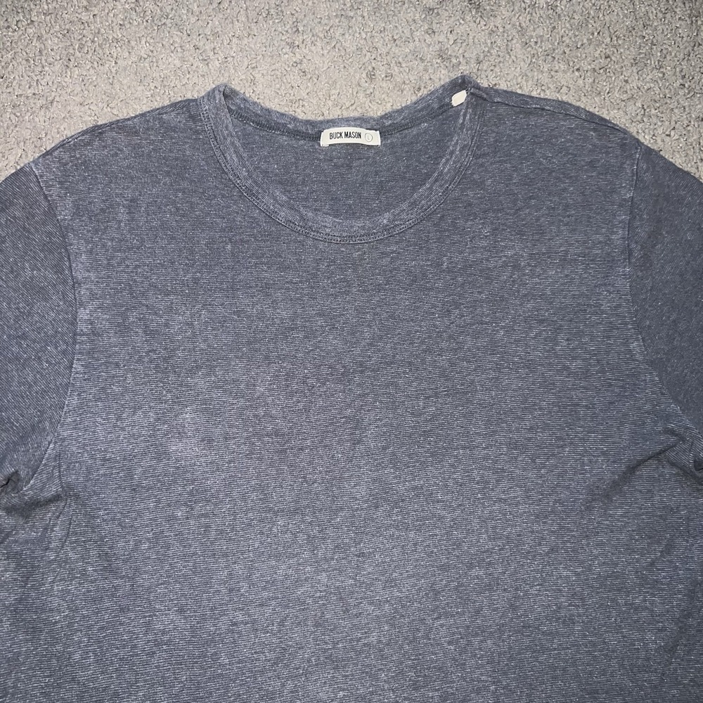 Buck Mason Mens Large Heather Gray Pima Curved Hem T Shirt